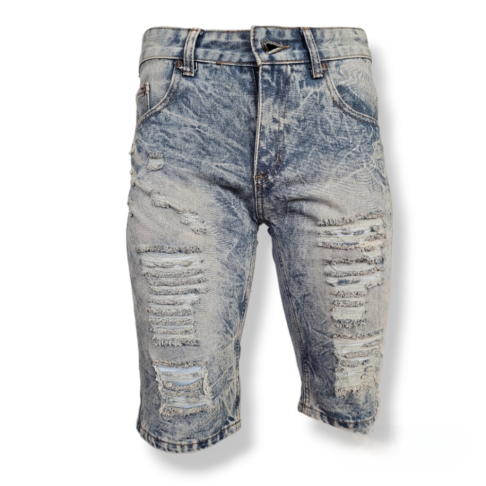 True Rock Vintage Fade Acid Wash Distressed Denim Shorts Size 32